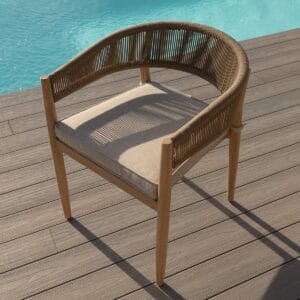 Porto Rope Weave 4 Seat Round Dining Set - Sandstone - Image 11