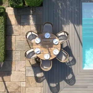 Porto Rope Weave 6 Seat Round Dining Set - Sandstone - Image 10