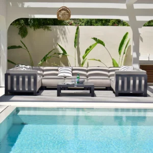 Ibiza U Shape Sofa Set With Square Coffee Table - Oatmeal - Image 10