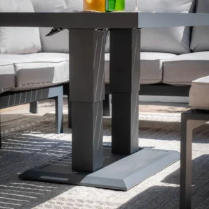 Vancouver Large Corner Dining Set With Rectangular Rising Table & Armchair - Dove Grey - Image 4