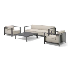 Ibiza 3 Seat Sofa Set With Square Coffee Table - Oatmeal - Image 6