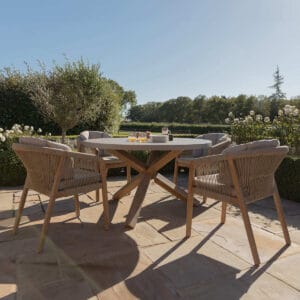 New Martinique 4 Seat Round Dining Set - Light Brown - Image 7