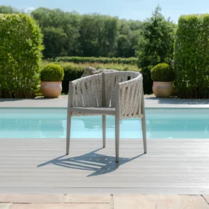 Milan Rope Weave 4 Seat Round Dining Set with Lazy Susan - Cool Linen - Image 10