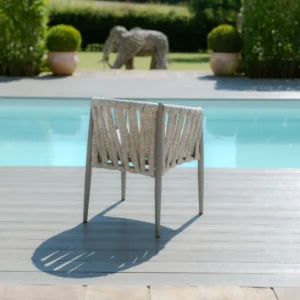 Milan Rope Weave 4 Seat Round Dining Set with Lazy Susan - Cool Linen - Image 12