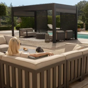 Outdoor Fabric Ibiza Large Corner Sofa Set with Square Coffee Table - Oatmeal - Image 7
