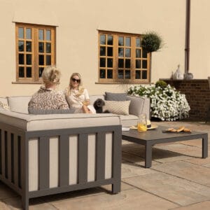 Outdoor Fabric Ibiza Large Corner Sofa Set with Square Coffee Table - Oatmeal - Image 12