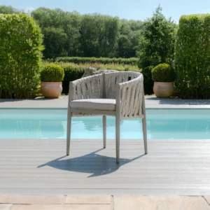 Milan Rope Weave 4 Seat Round Dining Set with Lazy Susan - Cool Linen - Image 11