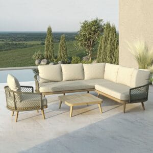 Bali Rope Weave Corner Sofa Set & Armchair - Image 3
