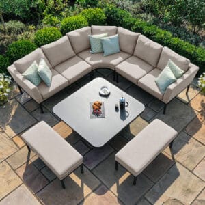 Pulse Square Corner Deluxe Dining Set with Rising Table / Oatmeal - Image 5