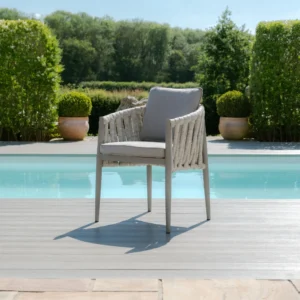 Milan Rope Weave 4 Seat Round Dining Set with Lazy Susan - Cool Linen - Image 13