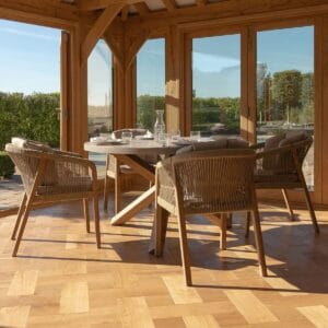 New Martinique 4 Seat Round Dining Set - Light Brown - Image 4