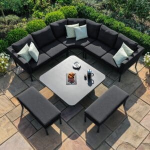 Pulse Square Corner Deluxe Dining Set - With Rising Table / Charcoal - Image 8