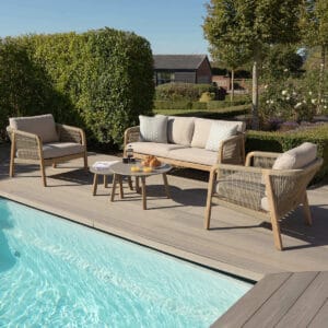 Martinique Rope Weave 2 Seat Sofa Set with 2 Lounge Armchairs & 2 Round Coffee Tables - Image 14