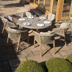 New Martinique 6 Seat Round Dining Set - Light Brown - Image 8
