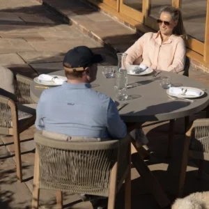 New Martinique 4 Seat Round Dining Set - Light Brown - Image 5