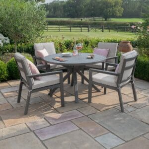 New York 4 Seat Round Aluminium Dining Set - Dove Grey - Image 6