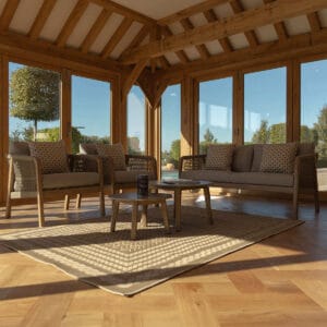 Martinique Rope Weave 2 Seat Sofa Set with 2 Lounge Armchairs & 2 Round Coffee Tables - Image 10