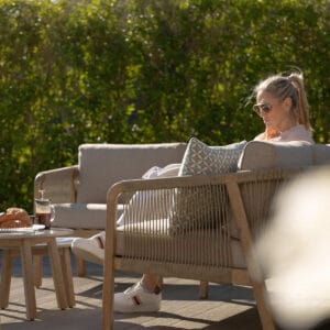 Martinique Rope Weave 2 Seat Sofa Set with 2 Lounge Armchairs & 2 Round Coffee Tables - Image 11