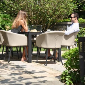 Ambition 8 Seat Rectangular Fire Pit Dining Set - Image 4