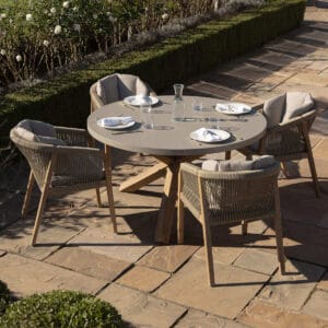 New Martinique 4 Seat Round Dining Set - Light Brown - Image 13
