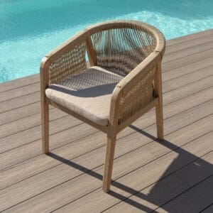 New Martinique 6 Seat Round Dining Set - Light Brown - Image 15