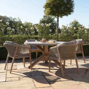 New Martinique 4 Seat Round Dining Set - Light Brown - Image 14