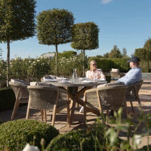New Martinique 6 Seat Round Dining Set - Light Brown - Image 16