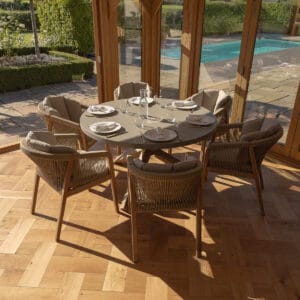 New Martinique 6 Seat Round Dining Set - Light Brown - Image 17