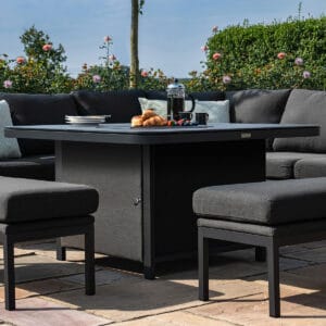 Pulse Square Corner Deluxe Dining Set - with Fire Pit Table / Charcoal - Image 3