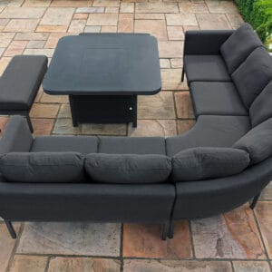 Pulse Square Corner Deluxe Dining Set - with Fire Pit Table / Charcoal - Image 5